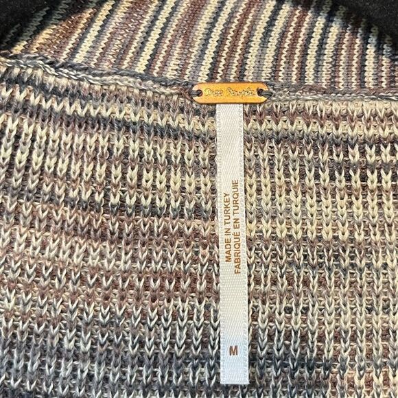 FREE PEOPLE Mercury Henley Sweater Gray Multi Women’s Size Medium - Picture 4 of 7